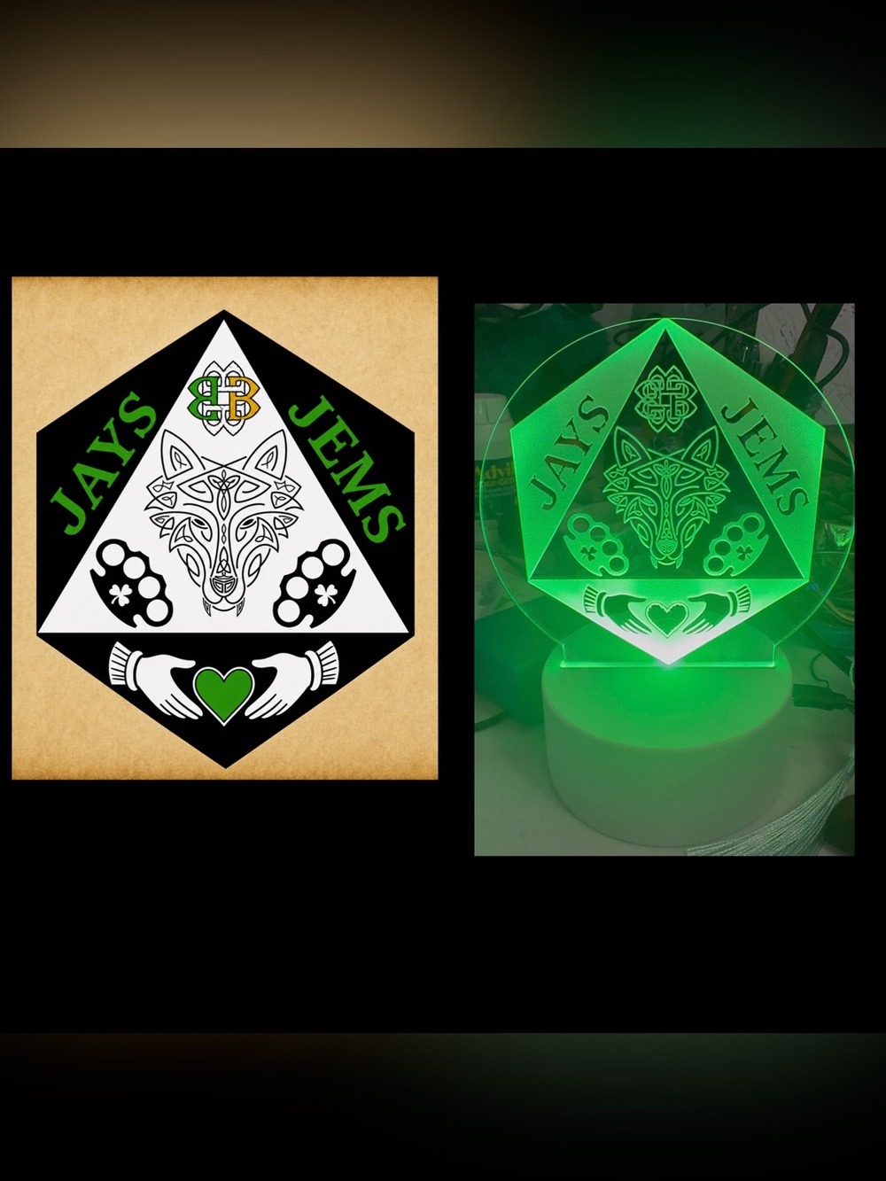 Handmade designed & created LOGO Sign w/ special black light acrylic w/remote